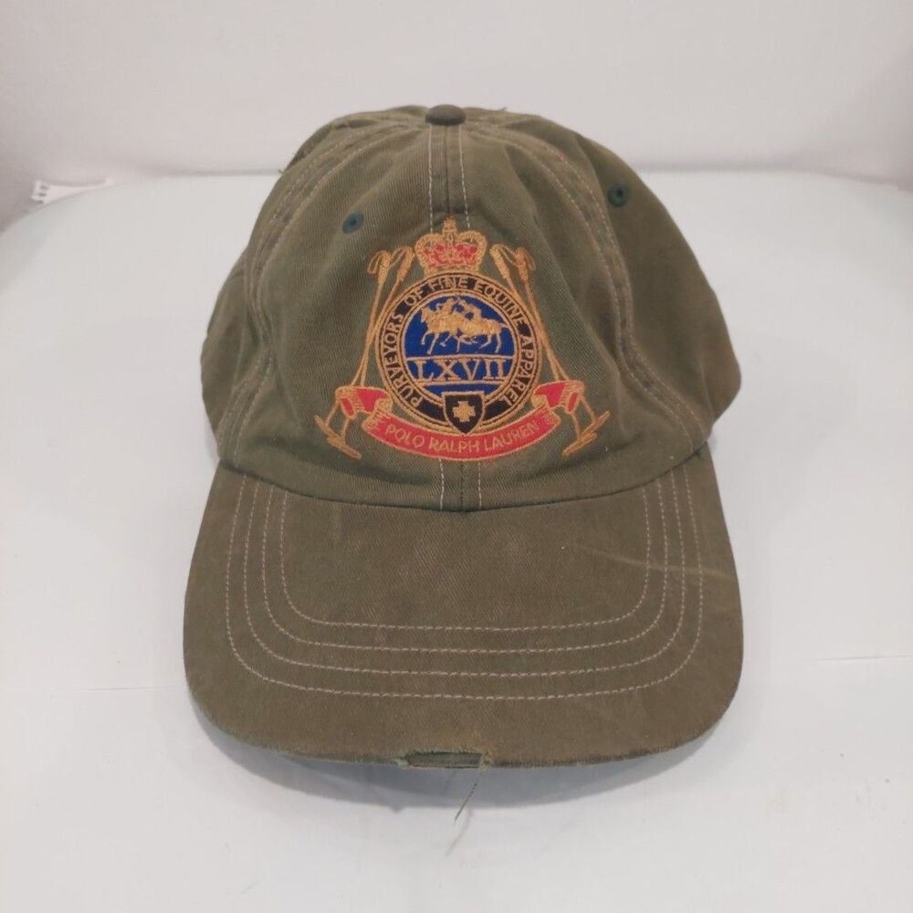 POLO RALPH LAUREN GREEN 100%COTTON EQUESTRIAN Snow Championship HAT Fair As Is